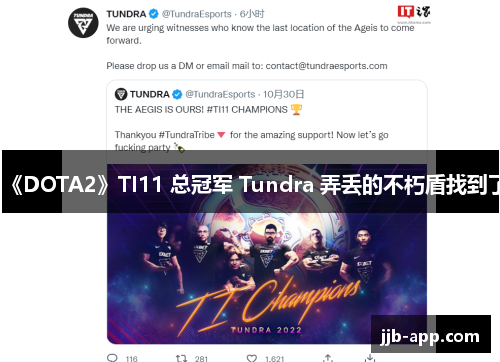 《DOTA2》TI11 总冠军 Tundra 弄丢的不朽盾找到了